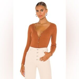 ROLLA'S Classic rib  knit  Y2K cardigan in cinnamon S #19